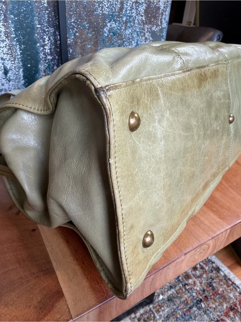 HOBO International Rare Vintage Y2K Chartreuse Kiss Lock Bag VGVC